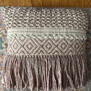 Textured Cream and Lavender Throw Pillow